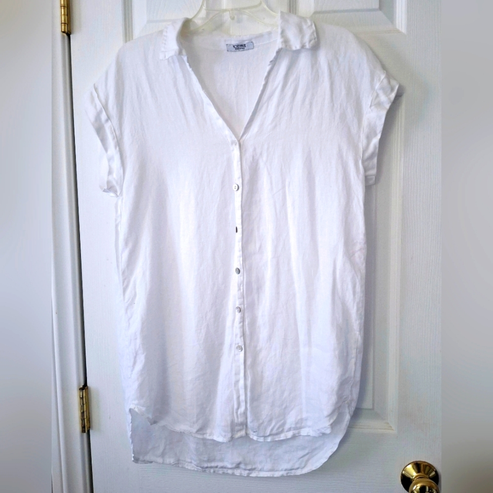 Rosemarine 100% White Linen Made In Italy Button Up Shirt Womens  "Small" No Tag